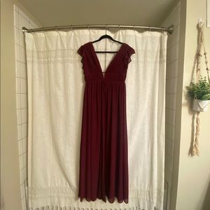 I’m All Yours Burgundy Ruffled Maxi Dress